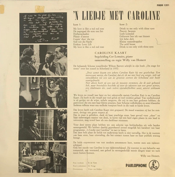 Caroline Kaart - 'n Liedje Met Caroline Kaart (10") 50493 Vinyl LP 10" Goede Staat