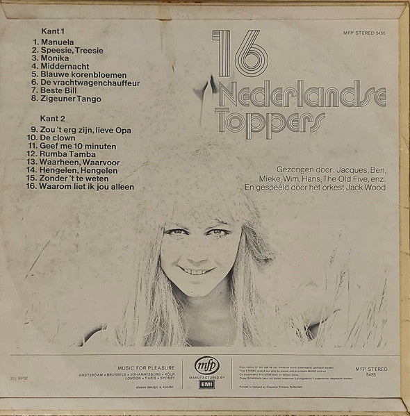 Various - 16 Nederlandse Toppers (LP) 50752 Vinyl LP Hoes: Slecht