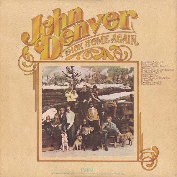John Denver - Back Home Again (LP) Vinyl LP Vinyl Very Good (VG) <br> Hoes Good Plus (G+)