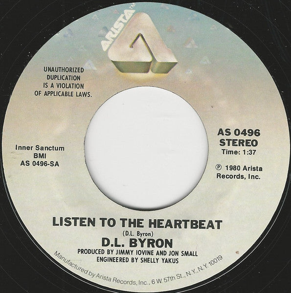 D.L. Byron - Listen To The Heartbeat Vinyl Singles Vinyl (G) <br> Hoes Generic