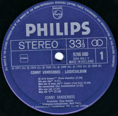 Conny Vandenbos - Liedjesalbum (1961-1971) (LP) 51400 Vinyl LP Dubbel Goede Staat