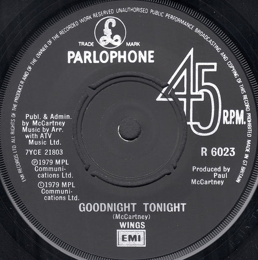 Wings - Goodnight Tonight Vinyl Singles Vinyl Goed / Hoes Generic