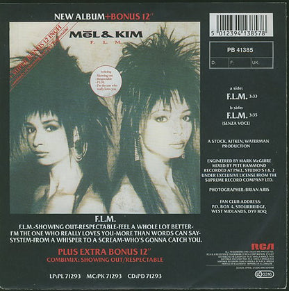 Mel & Kim - F.L.M. Vinyl Singles Vinyl Very Good (VG) <br> Hoes Good Plus (G+)