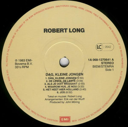 Robert Long - Dag Kleine Jongen (LP) Vinyl LP Vinyl Very Good (VG) <br> Hoes Good Plus (G+)