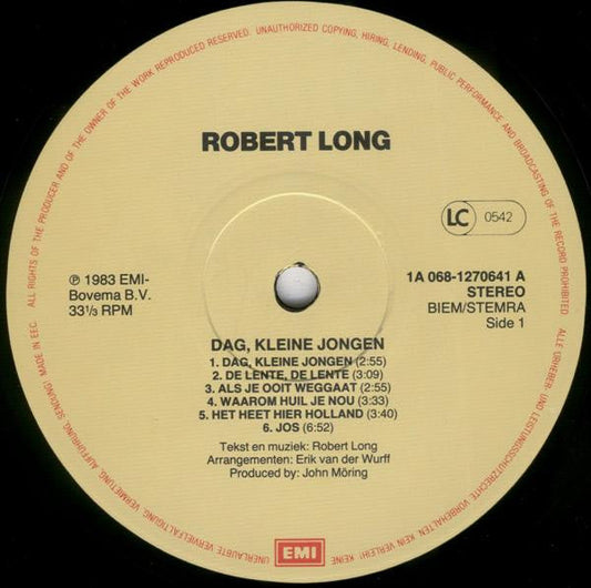 Robert Long - Dag Kleine Jongen (LP) 97-97933 Vinyl LP Vinyl Zeer Goed / Hoesje Goed "VINYLSINGLES.NL"