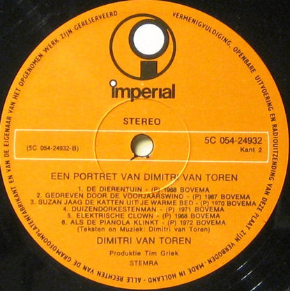 Dimitri Van Toren - Een Portret Van Dimitri Van Toren (LP) Vinyl LP Vinyl Very Good (VG) <br> Hoes Good Plus (G+)