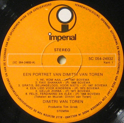 Dimitri Van Toren - Een Portret Van Dimitri Van Toren (LP) Vinyl LP Vinyl Very Good (VG) <br> Hoes Good Plus (G+)
