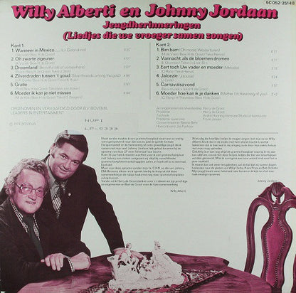 Willy Alberti En Johnny Jordaan - Jeugdherinneringen (LP) Vinyl LP Vinyl Very Good (VG) <br> Hoes Good Plus (G+)