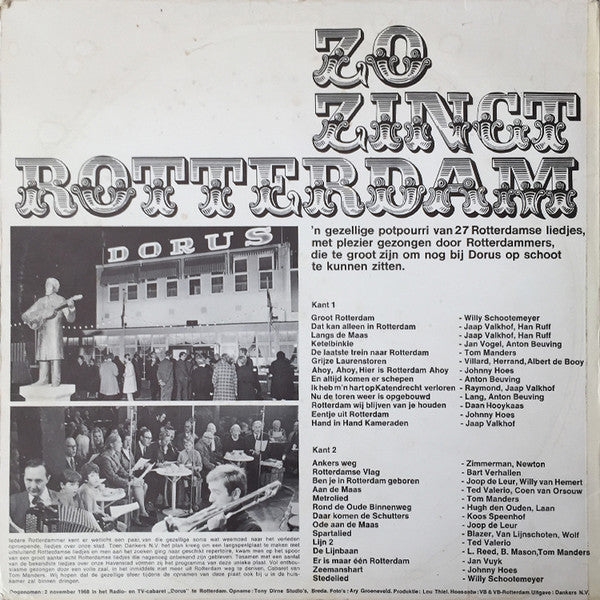 Various - Zo Zingt Rotterdam (LP) Vinyl LP Vinyl Very Good (VG) <br> Hoes Good Plus (G+)