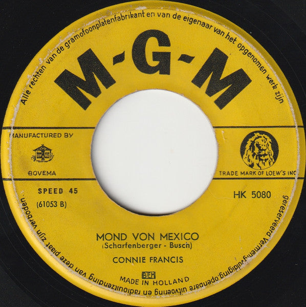 Connie Francis - Lili Marleen Vinyl Singles Vinyl Very Good (VG) <br> Hoes Generic