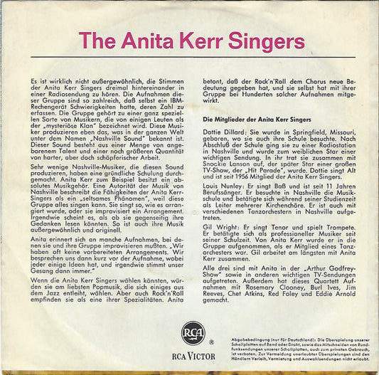 Anita Kerr Singers - Cowboys Heimweh Vinyl Singles Vinyl Zeer Goed / Hoesje Goed "VINYLSINGLES.NL"