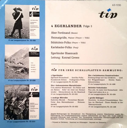 Egerländer Blasmusik, Konrad Grewe - 4 Egerländer Folge 3 Vinyl Singles EP Vinyl Very Good (VG) <br> Hoes Good Plus (G+)