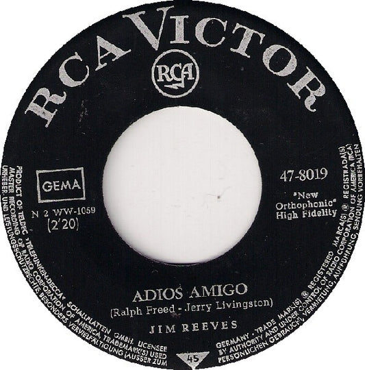 Jim Reeves - Adios Amigo Vinyl Singles Vinyl Goed / Hoes Generic