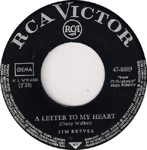 Jim Reeves - Adios Amigo Vinyl Singles Vinyl Goed / Hoes Generic