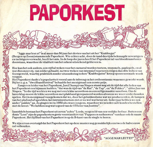Paporkest - Agge mar leut et