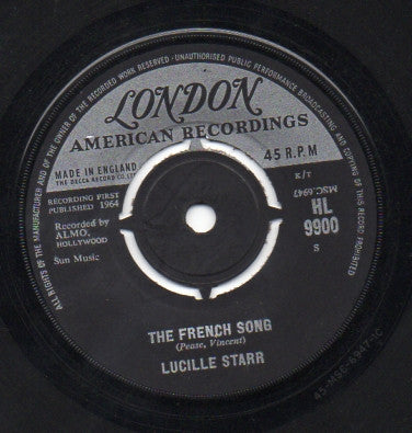 Lucille Starr - The French Song Vinyl Singles Vinyl Very Good (VG) <br> Hoes Good Plus (G+)