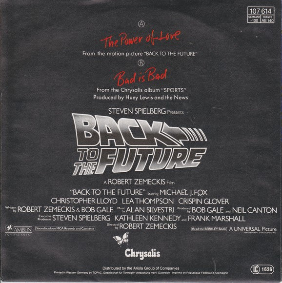 Huey Lewis & The News - The Power Of Love (Remix) (B-Keus) Vinyl Singles Vinyl Goed / Hoes Tekst