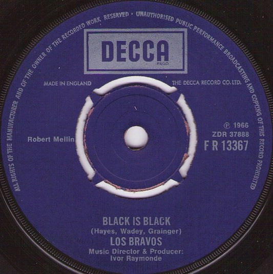 Los Bravos - Black Is Black Vinyl Singles Vinyl Very Good (VG) <br> Hoes Generic