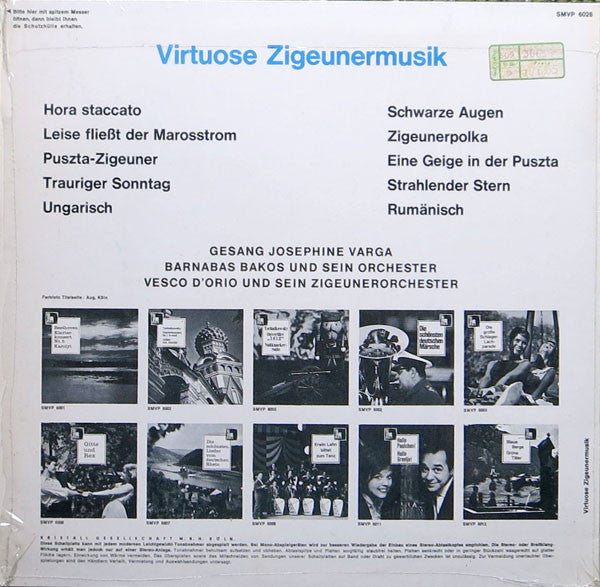 Vesco D-Orio Orchester & Barnabas Bakos Orchester - Virtuose Zigeunermusik (LP) Vinyl LP Vinyl Very Good (VG) <br> Hoes Good Plus (G+)