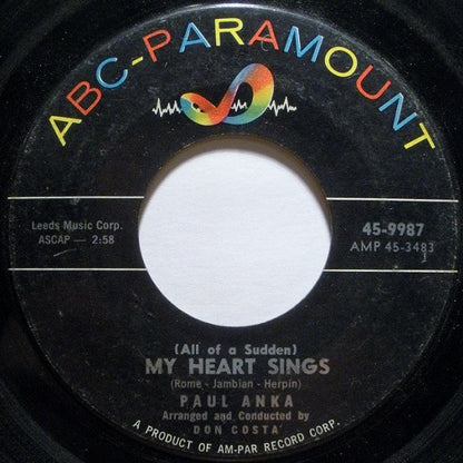 Paul Anka - (All Of A Sudden) My Heart Sings Vinyl Singles Vinyl (VG) <br> Hoes Generic