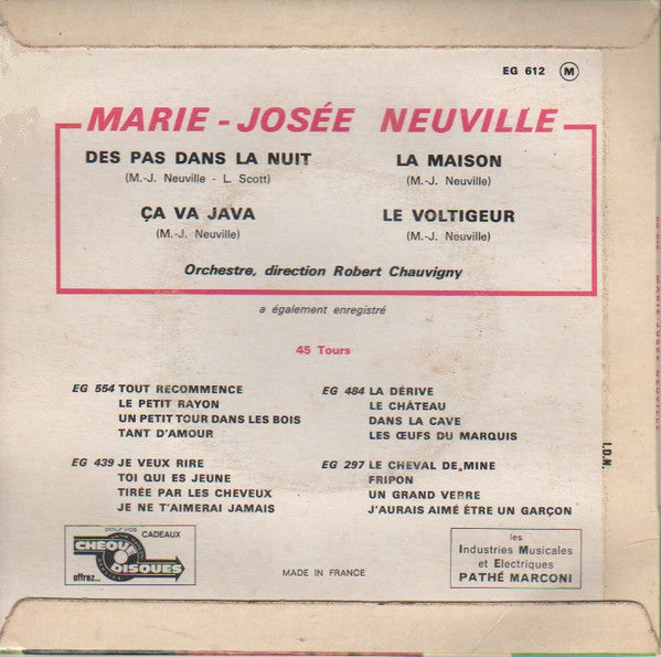 Marie-Josée Neuville - Le Voltigeur Vinyl Singles EP Vinyl Very Good (VG) <br> Hoes Good Plus (G+)