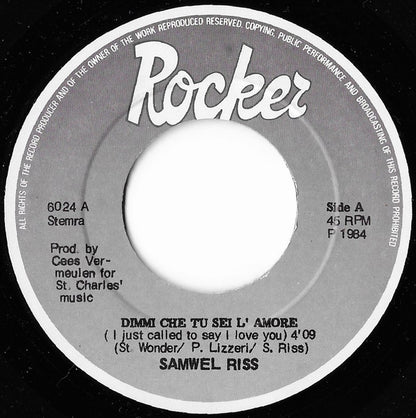 Samwell Riss - Dimmi Che Tu Sei L'amore (I Just Called To Say I Love You)