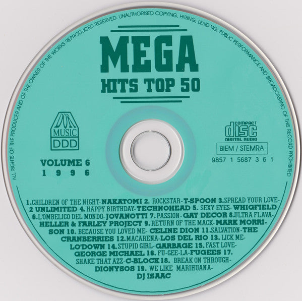 Various - Het Beste Uit De Mega Top 50 1996 Van Volume 6 (CD) Compact Disc Goede Staat