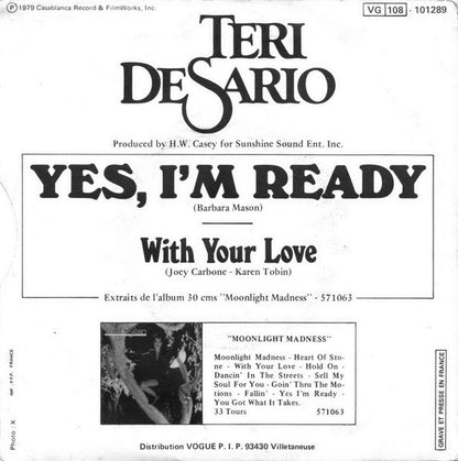 Teri DeSario - Yes, I'm Ready Vinyl Singles Vinyl Very Good (VG) <br> Hoes Good Plus (G+)