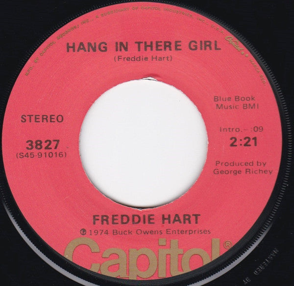 Freddie Hart - Hang In There Girl Vinyl Singles Media VG+ / Sleeve Generic