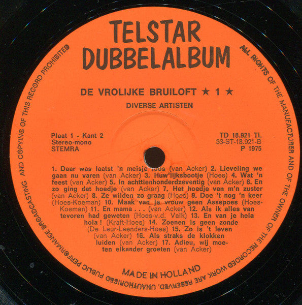 Various - De Vrolijke Bruiloft (LP) 49529 Vinyl LP Dubbel Goede Staat