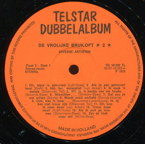 Various - De Vrolijke Bruiloft (LP) 49529 Vinyl LP Dubbel Goede Staat