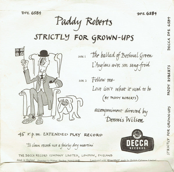 Paddy Roberts - Strictly For Grown-Ups Vinyl Singles Vinyl Very Good (VG) <br> Hoes Good Plus (G+)