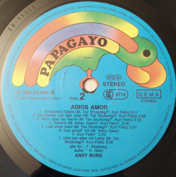 Andy Borg - Adios Amor (LP) 49918 Vinyl LP VINYLSINGELS.NL