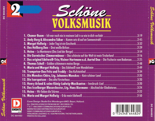 Various - Schöne Volksmusik 2 (CD) Compact Disc Goede Staat