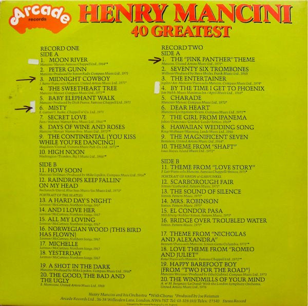 Henry Mancini - 40 Greatest (LP) 50254