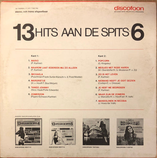 Various - ** Hits Aan De Spits No. * (LP) Vinyl LP Vinyl Zeer Goed / Hoesje Goed "VINYLSINGLES.NL"