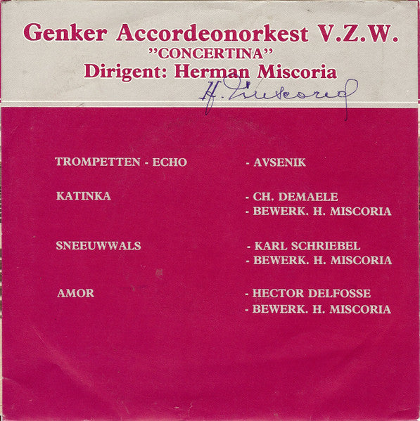 Genker Accordeonorkest V.Z.W. - Concertina (EP) 34844 Vinyl Singles VINYLSINGLES.NL