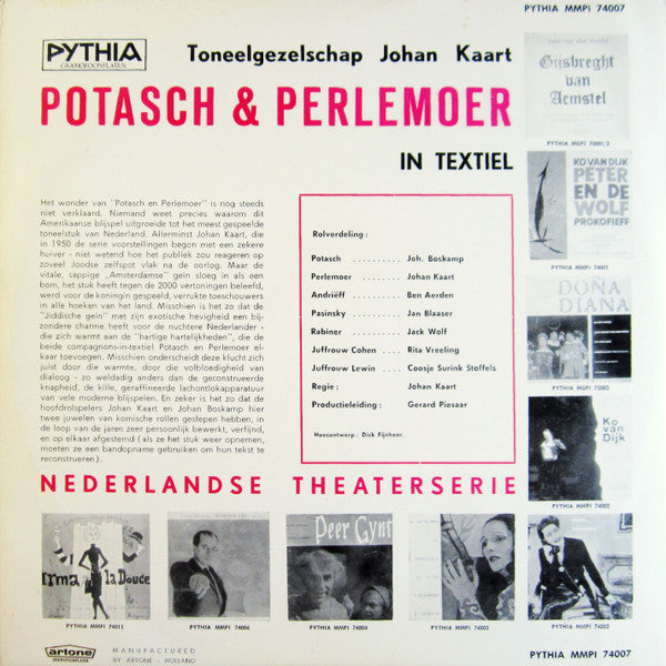 Toneelgezelschap Johan Kaart - Potasch & Perlemoe In Textiel (10") Vinyl LP 10" Vinyl Goed / Hoesje Goed "VINYLSINGLES.NL"