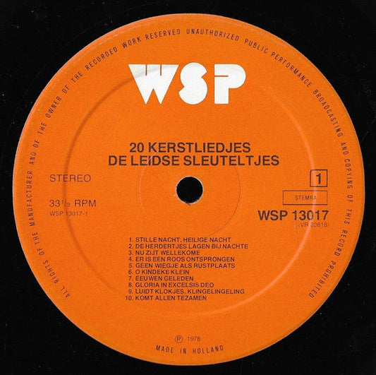Leidse Sleuteltjes - 20 Kerstliedjes (LP) Vinyl LP Vinyl Zeer Goed / Hoesje Goed "VINYLSINGLES.NL"