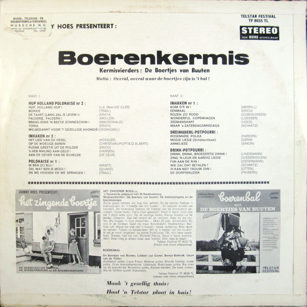 Boertjes Van Buuten - Boerenkermis (LP) Vinyl LP Vinyl Very Good (VG) <br> Hoes Good Plus (G+)