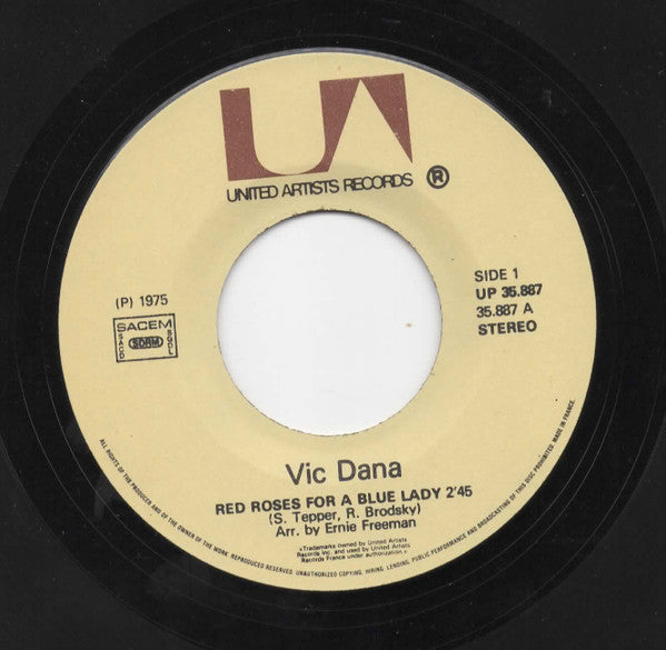 Vic Dana - Red Roses For A Blue Lady Vinyl Singles Vinyl Very Good (VG) <br> Hoes Generic