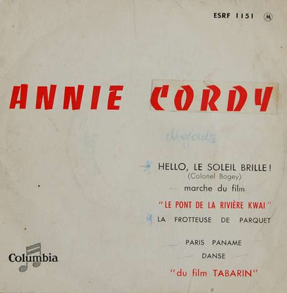 Annie Cordy - Hello, Le Soleil Brille ! Vinyl Singles EP Vinyl Very Good (VG) <br> Hoes Good Plus (G+)