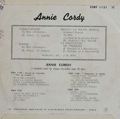 Annie Cordy - Hello, Le Soleil Brille ! Vinyl Singles EP Vinyl Very Good (VG) <br> Hoes Good Plus (G+)