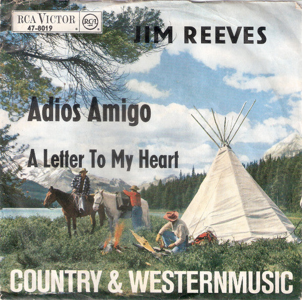 Jim Reeves - Adios Amigo 42720 Vinyl Singles Vinyl Very Good (VG) <br> Hoes Good Plus (G+)