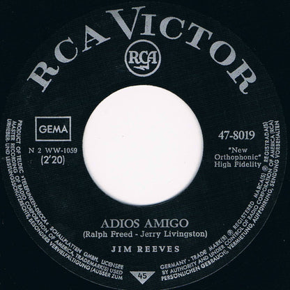 Jim Reeves - Adios Amigo Vinyl Singles Vinyl Goed / Hoes Generic
