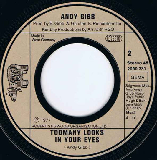 Andy Gibb - Shadow Dancing Vinyl Singles Vinyl Zeer Goed / Hoesje Generic "VINYLSINGLES.NL"