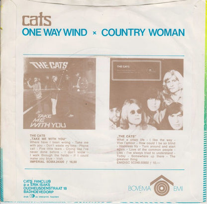 Cats - One Way Wind Vinyl Singles Vinyl Very Good (VG) <br> Hoes Good Plus (G+)