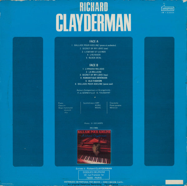 Richard Clayderman - Ballade Pour Adeline (LP) Vinyl LP Media VG+ / Sleeve VG+