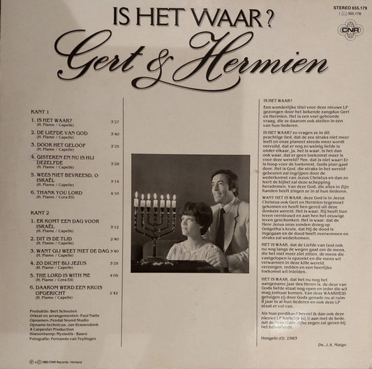 Gert & Hermien - Is Het Waar? (LP) Vinyl LP Vinyl Zeer Goed / Hoesje Goed "VINYLSINGLES.NL"
