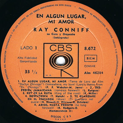 Ray Conniff - En Algun Lugar, Mi Amor (LP)